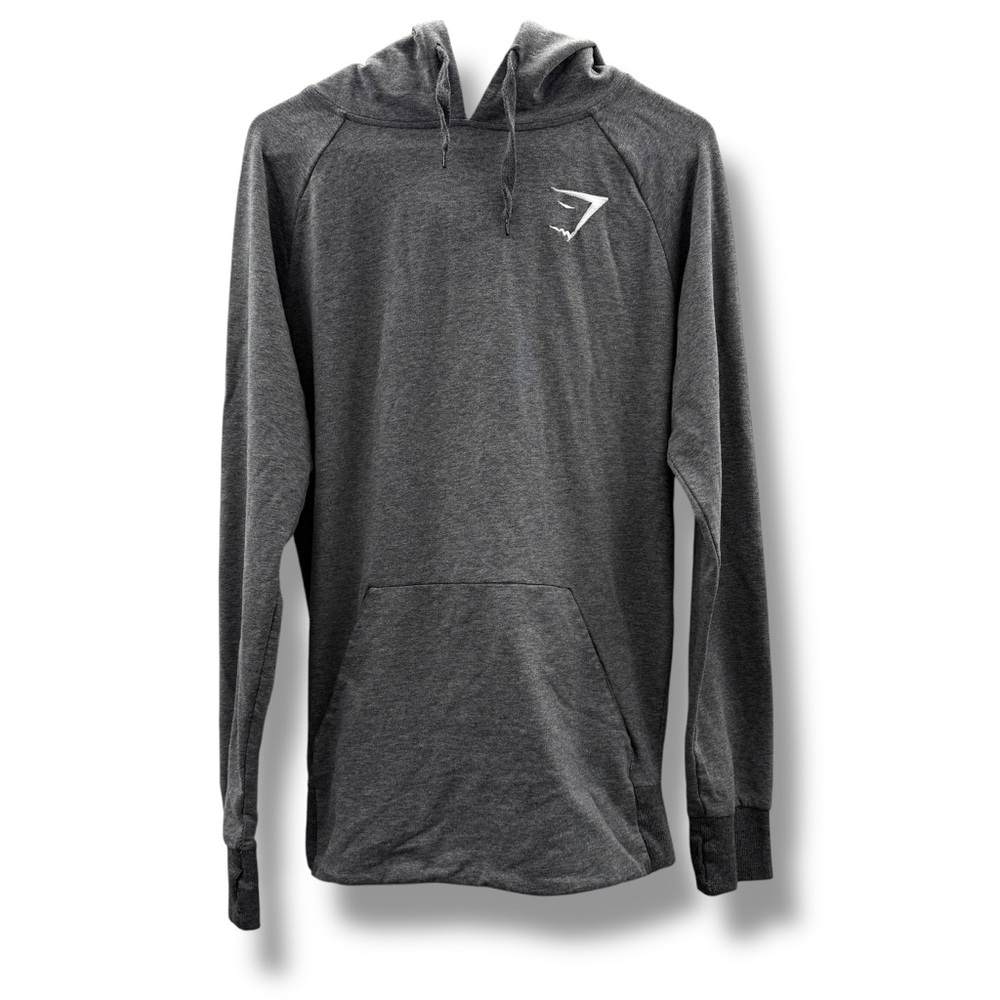 Gymshark Heather Gray Long Sleeve Thumbholes Pullover Hoodie Sz M